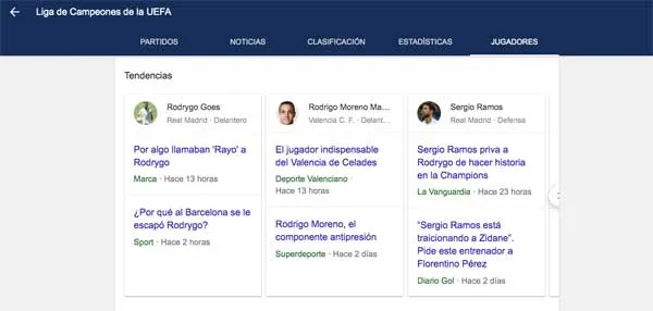 Google da la Champions League en directo agregando noticias personalizadas por jugador