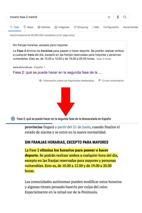 Secuencia Fragmento Subrayado Google