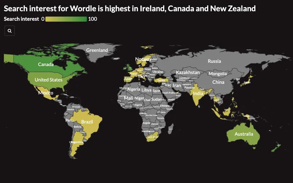 mapa popularidad wordle new york times