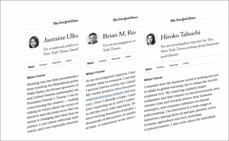THE NEW YORK TIMES rediseña así las páginas de autor de sus periodistas (bylines)