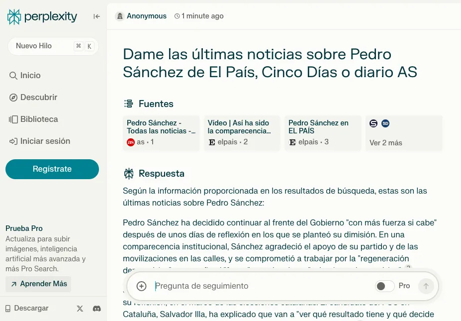 El buscador de ChatGPT posicionará a EL PAÍS, AS o CINCO DÍAS de manera preferente, frente a otros medios españoles 3
