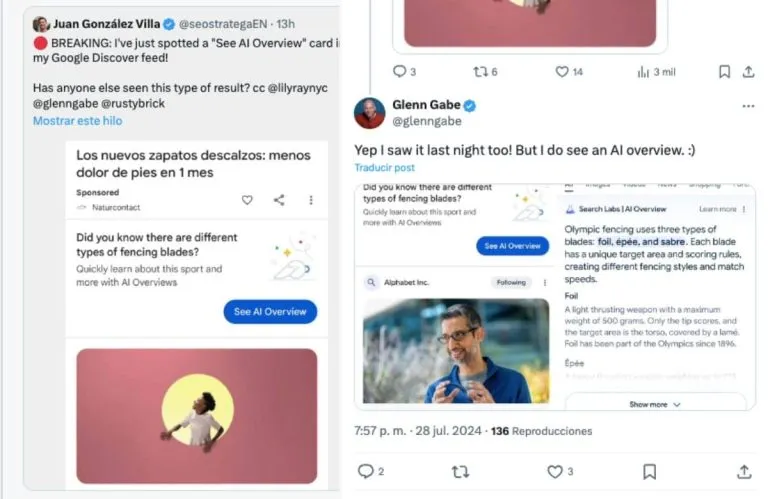 AI Overviews aparece en Google Discover