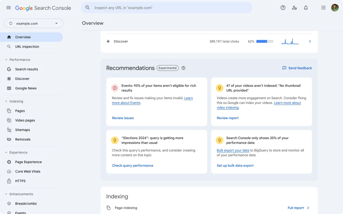 Google Search Console te dará recomendaciones SEO 2 google search console recommendations