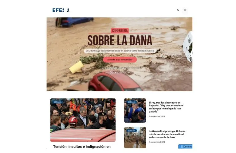 La agencia EFE da en abierto sus noticias sobre la DANA de Valencia