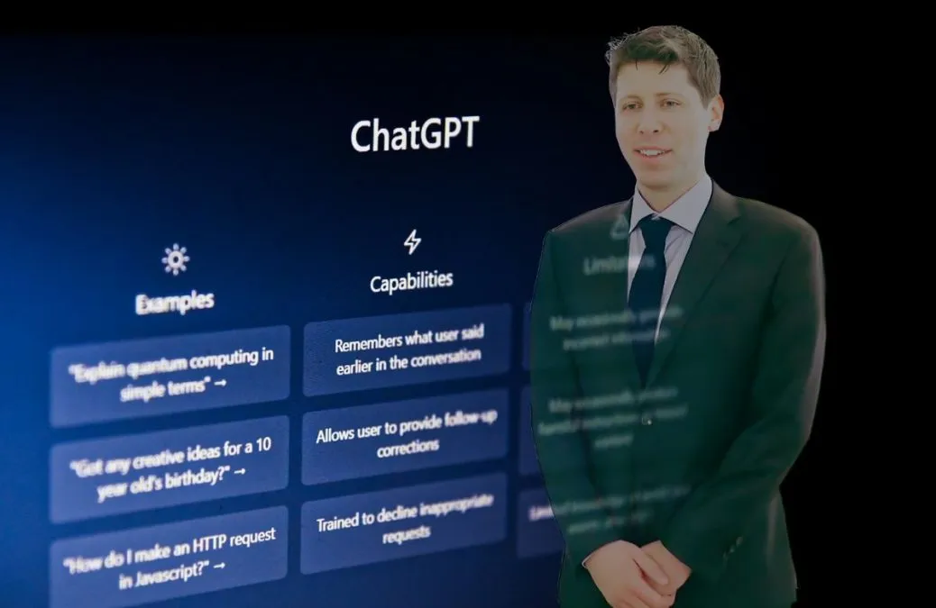 La publicidad en ChatGPT es ahora más barata 1 Sam Altman, CEO de OpenAI. Fotomontaje: Elaboración propia
