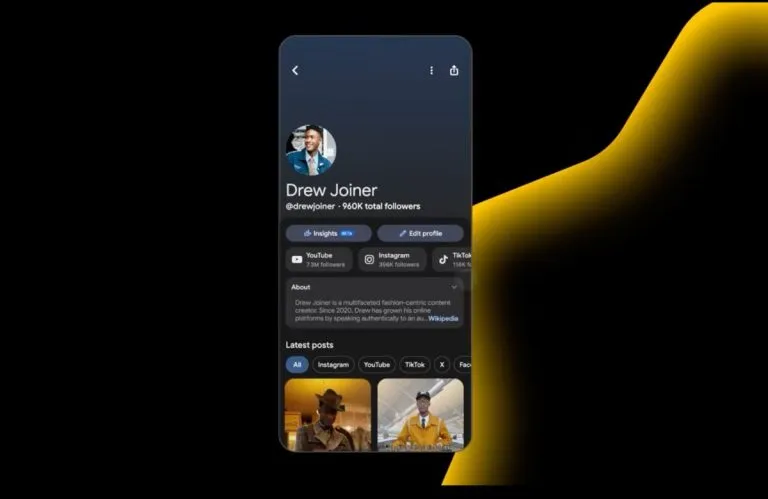 Google lanza Search Profile para influencers con más de 100.000 seguidores. Foto: Google