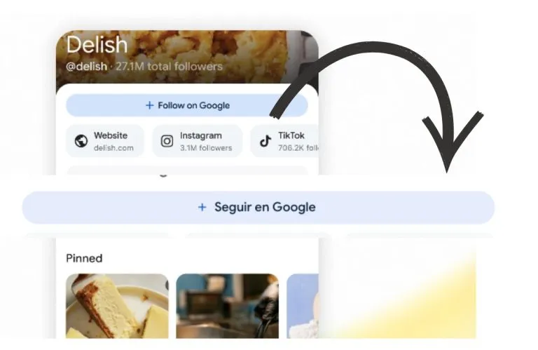Es oficial. El botón Seguir de Google Discover da más tráfico. Google lanza y oficializa los Perfiles de Búsqueda. Foto: Google.